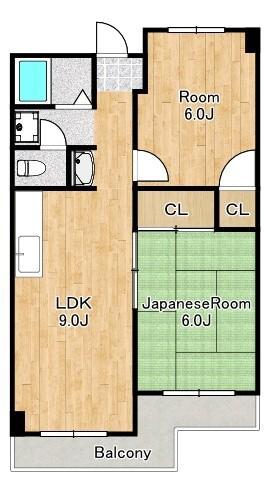 栄平尾マンション(2LDK/2階)の間取り写真