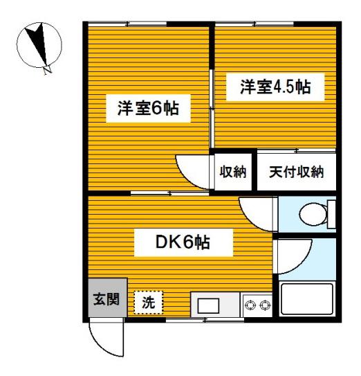 コーポ富士I(2DK/1階)の間取り写真