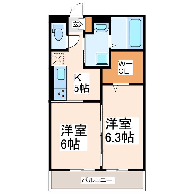 D-ROOM柊(2K/2階)の間取り写真