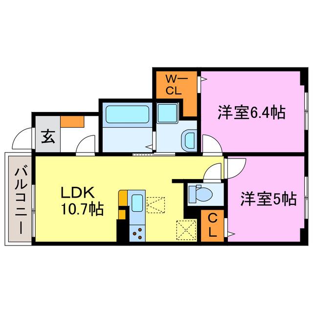 シンシア甲南I・II(2LDK/1階)の間取り写真