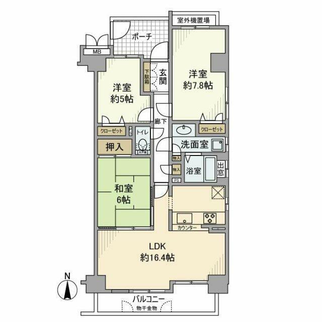 サーパス本厚木(3LDK/12階)の間取り写真