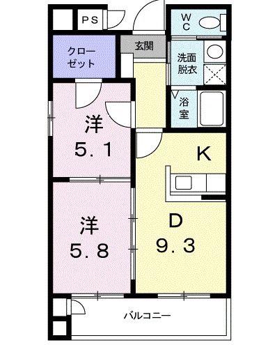 パールヒルズ入江町(2LDK/8階)の間取り写真