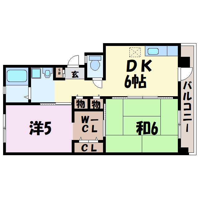 熊谷団地19号棟(2DK/2階)の間取り写真