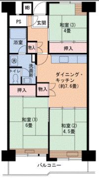 UR武庫川 22号棟(3DK/9階)の間取り写真