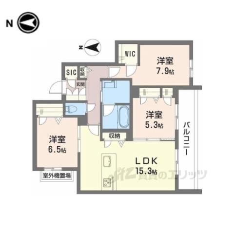 シャーメゾン オークルート奈良(3LDK/3階)の間取り写真