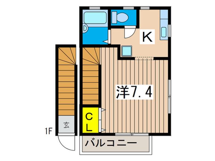 コートベル(1K/2階)の間取り写真