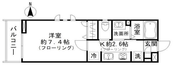 ケンフラッツ(1K/2階)の間取り写真
