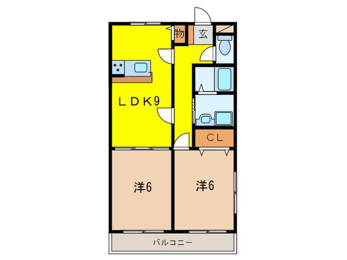 ツインコート五番館(2LDK/2階)の間取り写真