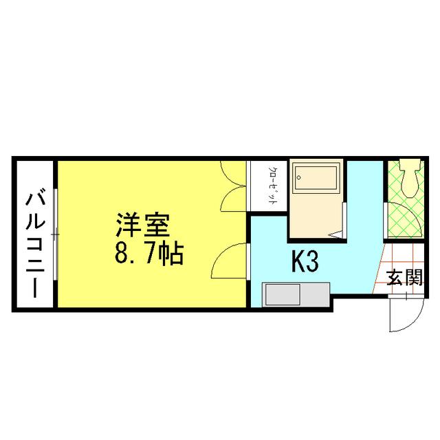 PAL-パルー(1K/3階)の間取り写真