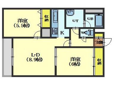 アールズコート大川(2LDK/1階)の間取り写真