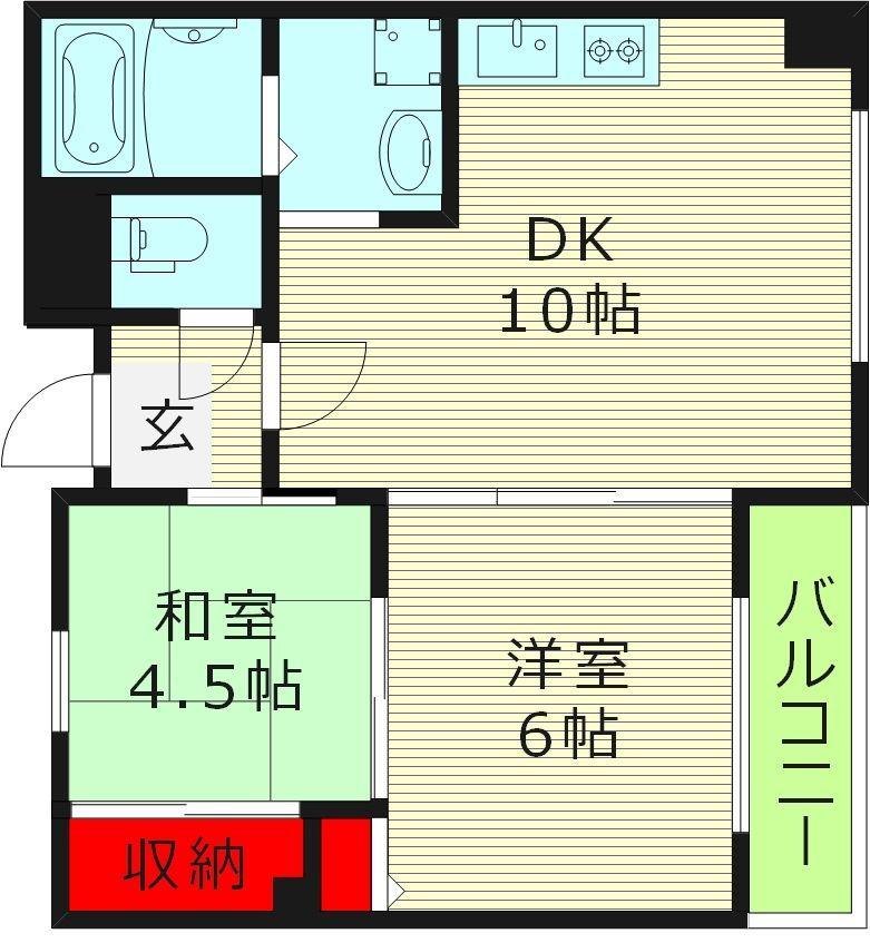 パラッツォ京橋(2DK/2階)の間取り写真