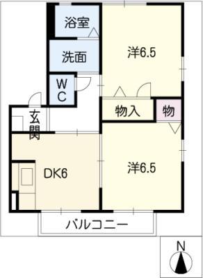 MSYB棟(2DK/2階)の間取り写真