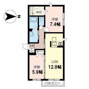 ルミエールウエスト(2LDK/2階)の間取り写真