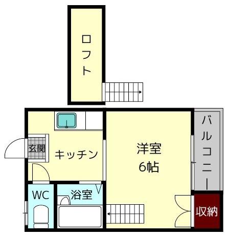 パインハイツ生駒(1K/1階)の間取り写真