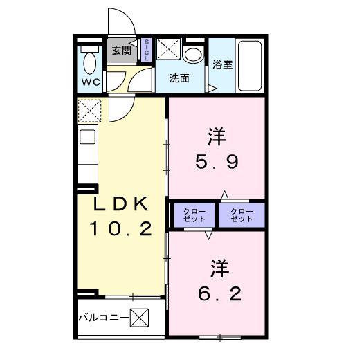 アルストロメリアV(2LDK/3階)の間取り写真