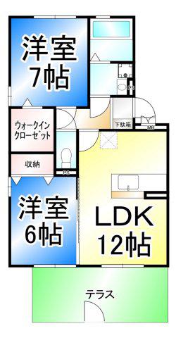 ルントベルク(2LDK/1階)の間取り写真