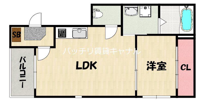 香椎2丁目アパートB(1LDK/1階)の間取り写真