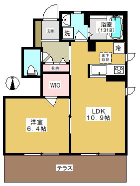 セレーノ西武柳沢(1LDK/1階)の間取り写真