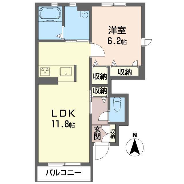 7 ヴィレッジI(1LDK/1階)の間取り写真
