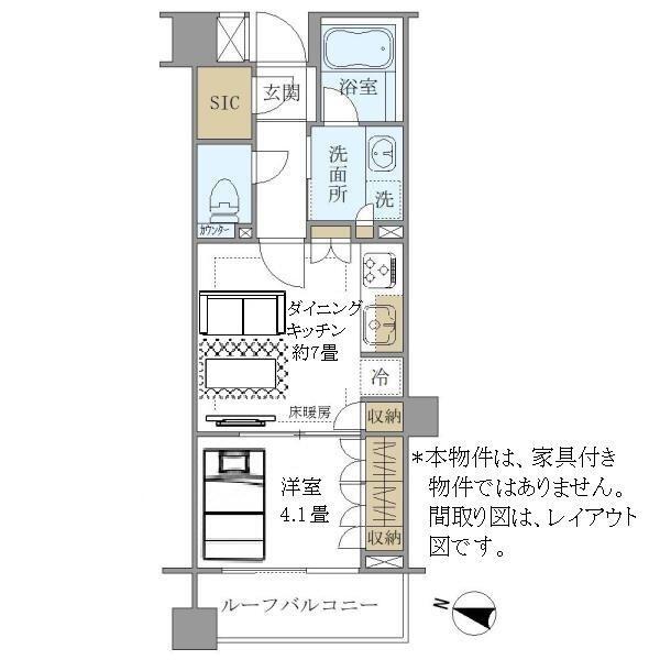 BRILLIA神楽坂ID(1DK/7階)の間取り写真