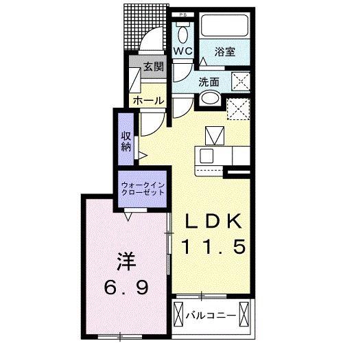 ベル リヴィエール(1LDK/1階)の間取り写真