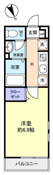 リブリ・ZAANETOSSI(1K/1階)の間取り写真