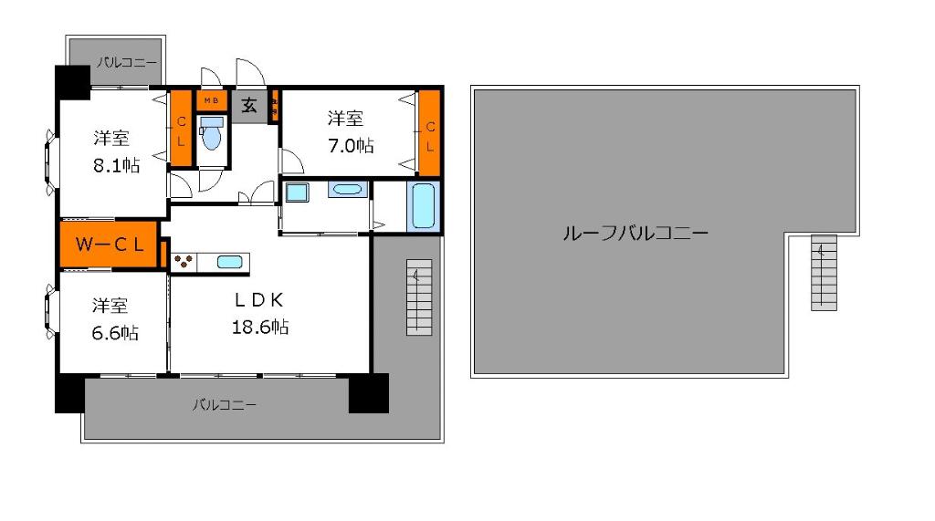 コンプレートSEKIJOU(3LDK/14階)の間取り写真