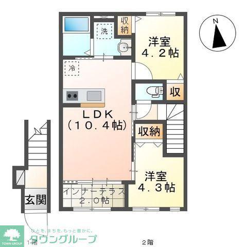 LUMIERE・ARV(2LDK/2階)の間取り写真