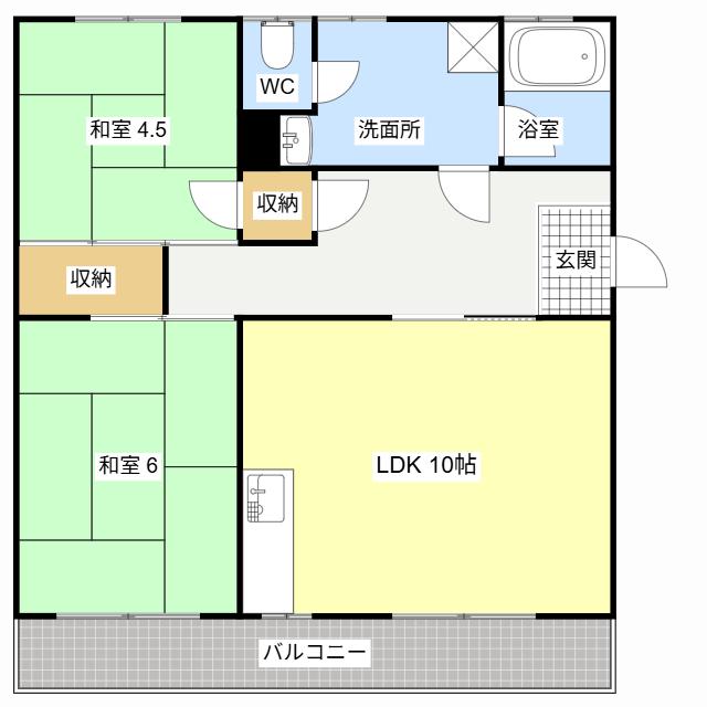 川原マンション(2LDK/3階)の間取り写真
