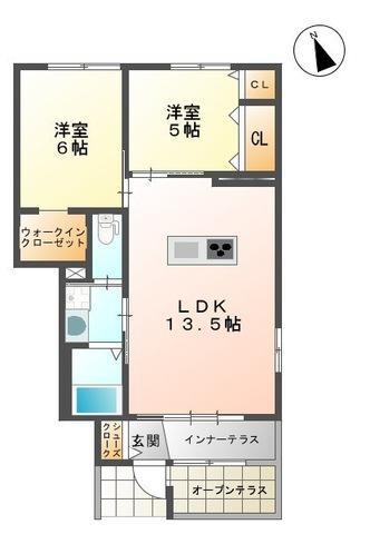 メゾン・リバーツ(2LDK/1階)の間取り写真
