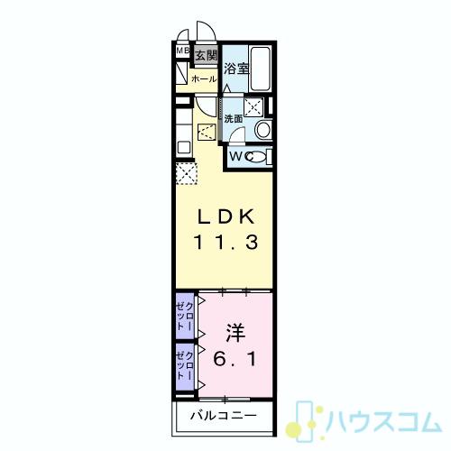 ジーアンビエンス(1LDK/1階)の間取り写真