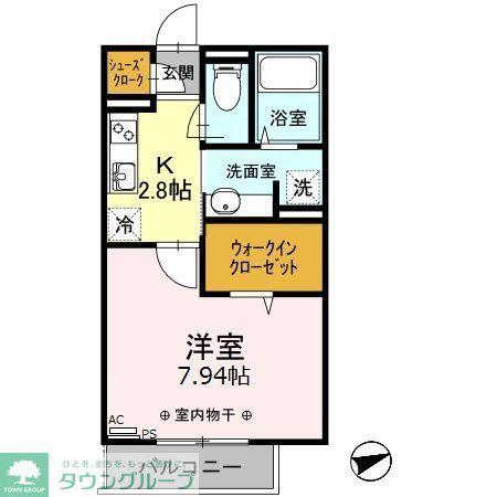 ルピナスVIII(1K/3階)の間取り写真