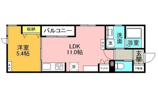 駒沢公園テラス(1LDK/2階)の間取り写真