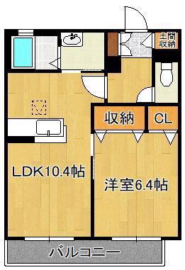 アクシア南若園(1LDK/2階)の間取り写真