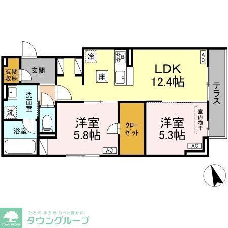 D-ROOM分梅(2LDK/2階)の間取り写真