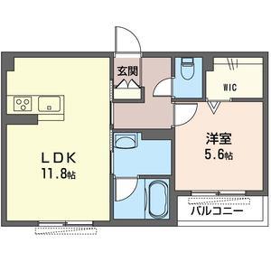 グラン・レーヴェA(1LDK/1階)の間取り写真