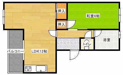 コーポやをたに(1LDK/2階)の間取り写真