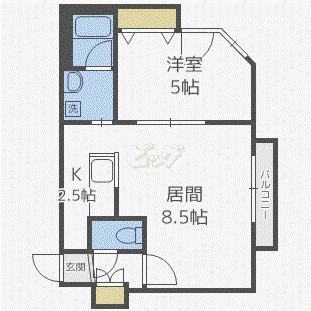 ノヴァ発寒南(1LDK/4階)の間取り写真