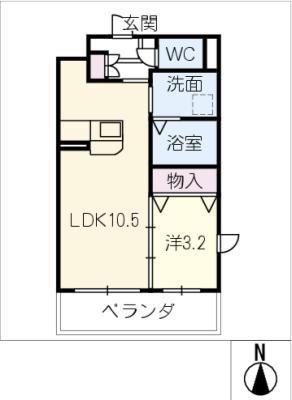 CENT FLEURS(1LDK/3階)の間取り写真
