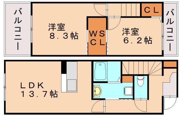 ララサ柚須B(2LDK/1階)の間取り写真