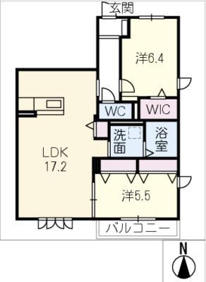 パークサイド相生B(2LDK/1階)の間取り写真