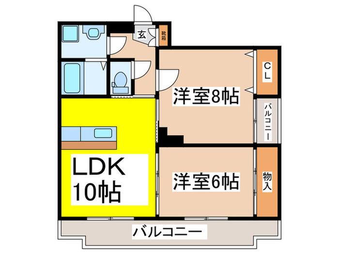 アミティエ濱田(2LDK/1階)の間取り写真