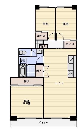 金沢八景ハイムI号棟(3LDK/5階)の間取り写真