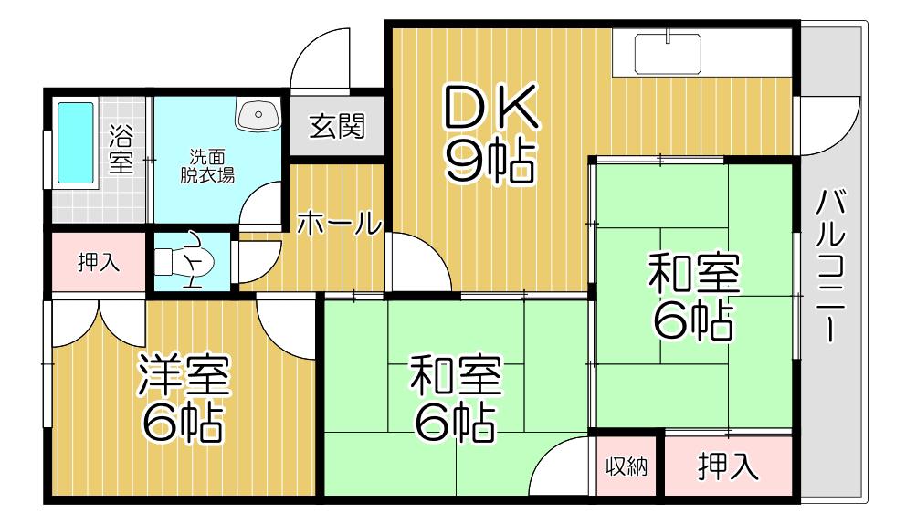 岩崎マンション(3DK/1階)の間取り写真