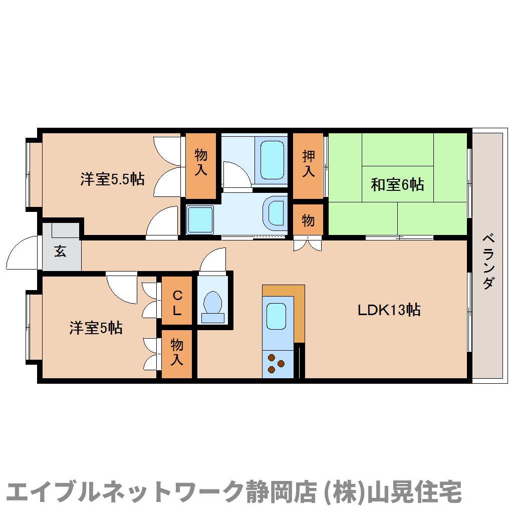 サニーコート上足(3LDK/2階)の間取り写真
