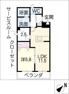 キャンディポット(1LDK/1階)の間取り写真
