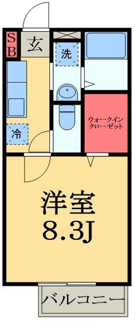 KOKUハイツ(1K/1階)の間取り写真