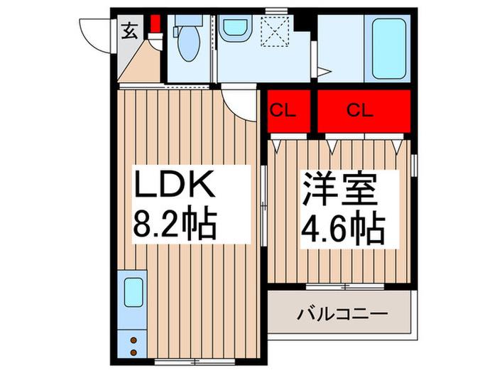 ラ・フルールKATUMI(1LDK/2階)の間取り写真