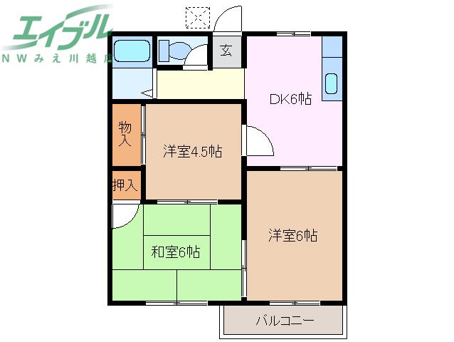 フォーブル水谷(3DK/1階)の間取り写真