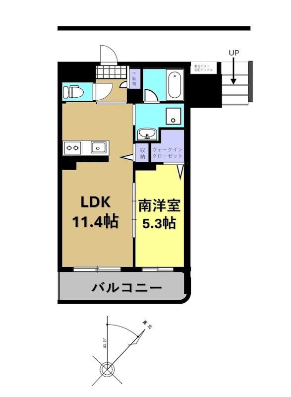 トレゾールシティガーデン(1LDK/1階)の間取り写真